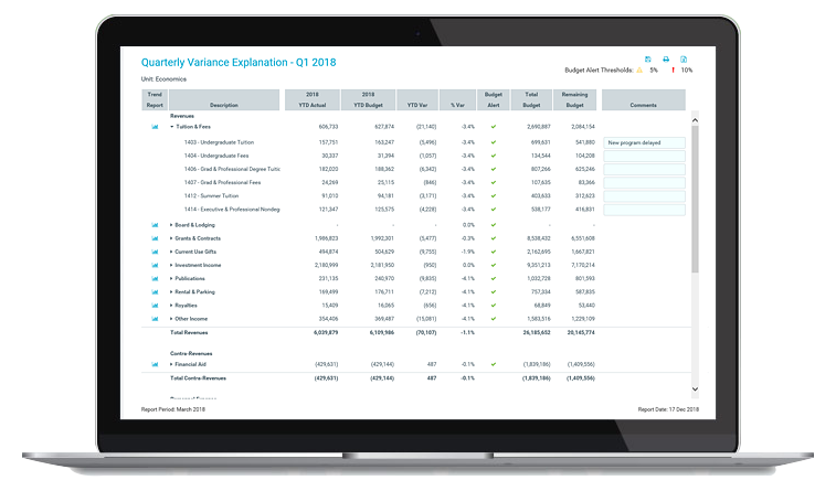 budgeting software in laptop