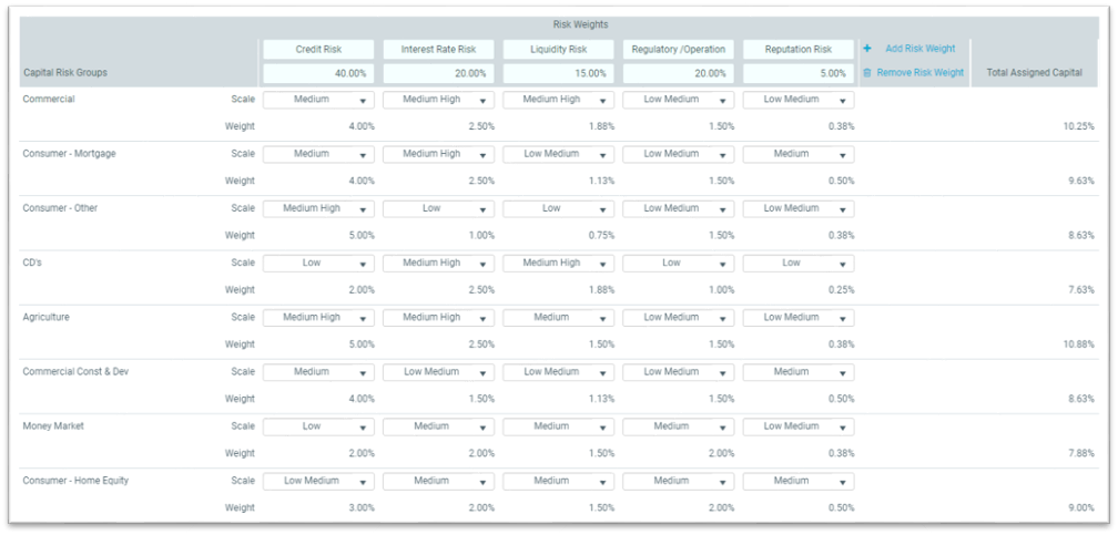 Sample RAROC Matrix