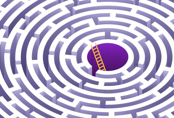 Circular maze with ladder in center